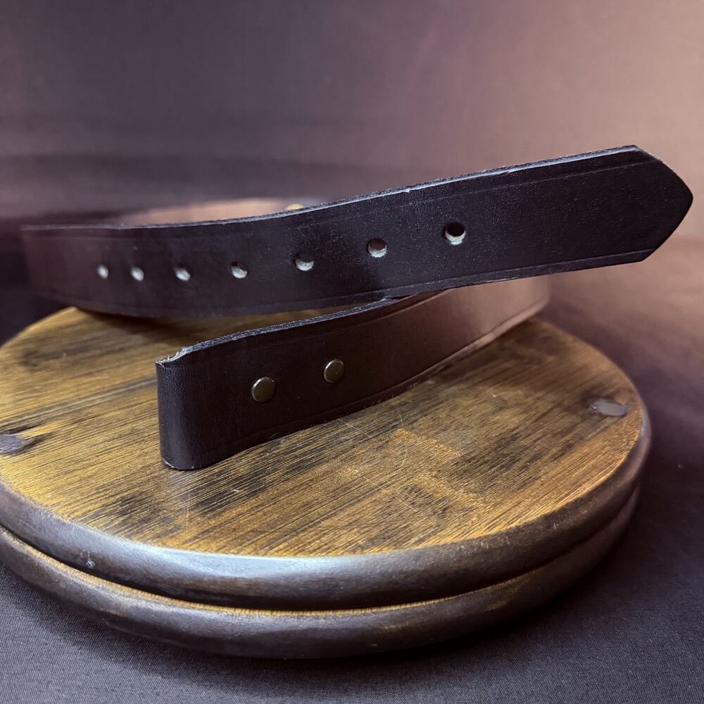 Boston Leather Garrison Leather Belt Size 44" Plain Black Leather 6650